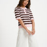 Aware Oline Knit Polo Top Pink Brown - Things I Like Things I Love
