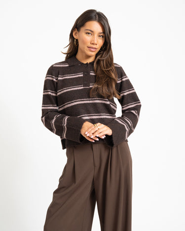 Aware Tacey Polo Knit Chocolate Torte - Things I Like Things I Love
