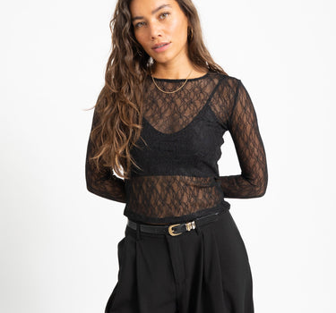 Aware Tessy O-Neck Lace Top Black - Things I Like Things I Love