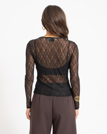 Aware Tessy O-Neck Lace Top Black - Things I Like Things I Love