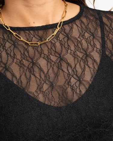 Aware Tessy O-Neck Lace Top Black - Things I Like Things I Love