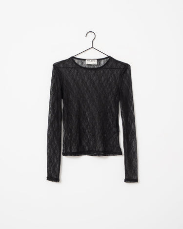 Aware Tessy O-Neck Lace Top Black - Things I Like Things I Love