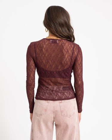 Aware Tessy O-Neck Lace Top Catawba Grape - Things I Like Things I Love