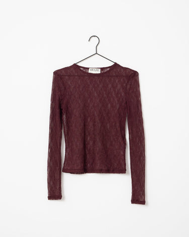 Aware Tessy O-Neck Lace Top Catawba Grape - Things I Like Things I Love
