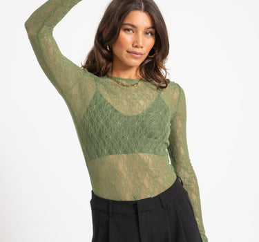 Aware Tessy O-Neck Lace Top Groen - Things I Like Things I Love