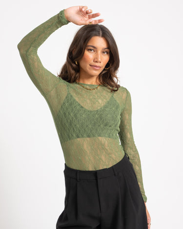 Aware Tessy O-Neck Lace Top Groen - Things I Like Things I Love
