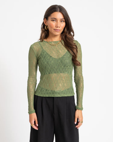 Aware Tessy O-Neck Lace Top Groen - Things I Like Things I Love