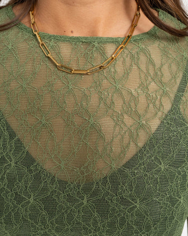 Aware Tessy O-Neck Lace Top Groen - Things I Like Things I Love