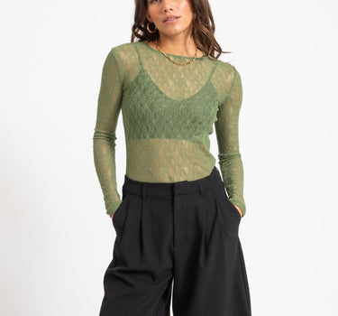 Aware Tessy O-Neck Lace Top Groen - Things I Like Things I Love