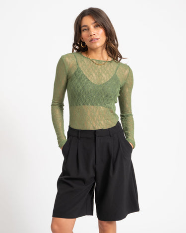 Aware Tessy O-Neck Lace Top Groen - Things I Like Things I Love