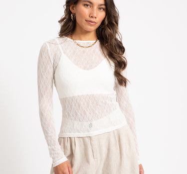 Aware Tessy O-Neck Lace Top Snow White - Things I Like Things I Love