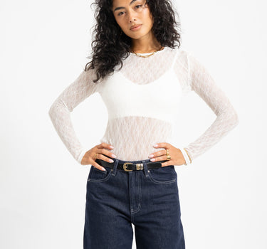 Aware Tessy O-Neck Lace Top Snow White - Things I Like Things I Love
