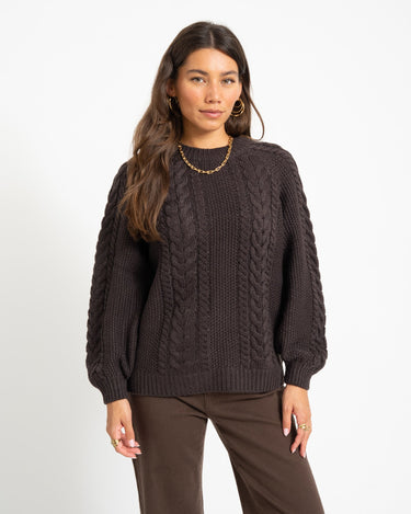 Aware Toa O-Neck Knit Pullover Chocolate Torte - Things I Like Things I Love