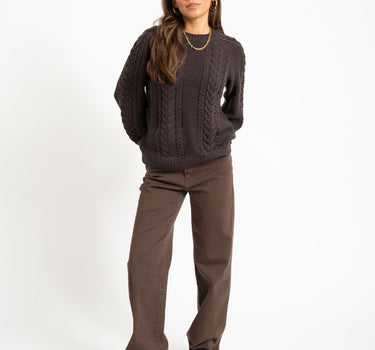 Aware Toa O-Neck Knit Pullover Chocolate Torte - Things I Like Things I Love