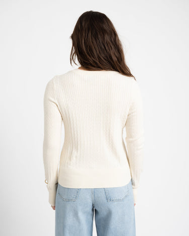 Aware Vina O - Neck Knit Cardigan Birch - Things I Like Things I Love