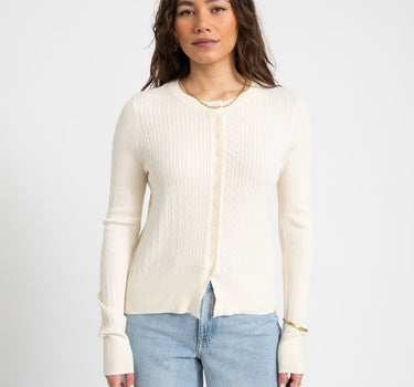 Aware Vina O - Neck Knit Cardigan Birch - Things I Like Things I Love