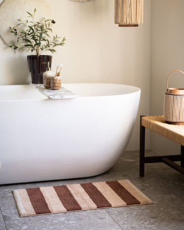 Bath Mat Stripe Brown Pink - Things I Like Things I Love