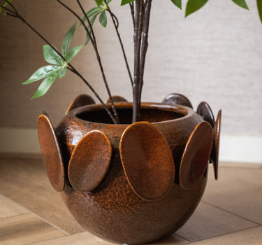 Bloempot Leaf Keramiek Bruin - Things I Like Things I Love