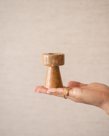 Bloomingville Candle Holder Anneli Travertine Rose - Things I Like Things I Love