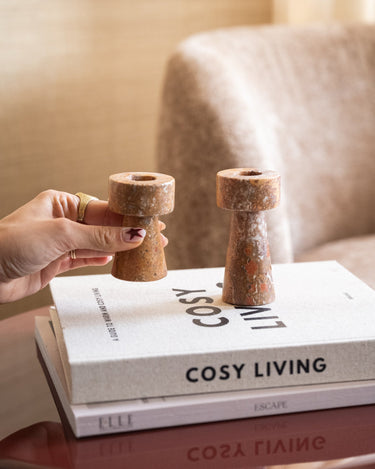 Bloomingville - Candle Holder Anneli Travertine Rose - Things I Like Things I Love