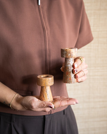 Bloomingville - Candle Holder Anneli Travertine Rose - Things I Like Things I Love