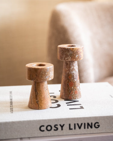 Bloomingville - Candle Holder Anneli Travertine Rose - Things I Like Things I Love