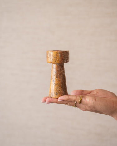 Bloomingville Candle Holder Anneli Travertine Rose - Things I Like Things I Love