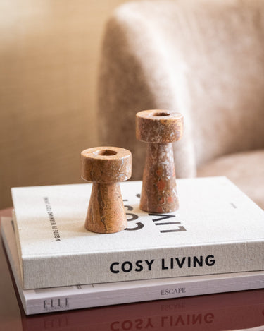 Bloomingville - Candle Holder Anneli Travertine Rose - Things I Like Things I Love