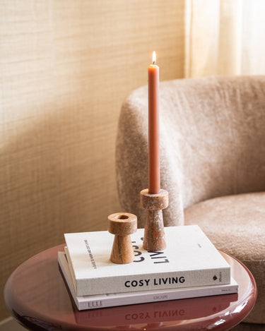 Bloomingville - Candle Holder Anneli Travertine Rose - Things I Like Things I Love