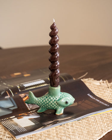 Bloomingville - Candle Holder Fish Beige / Aqua - Things I Like Things I Love
