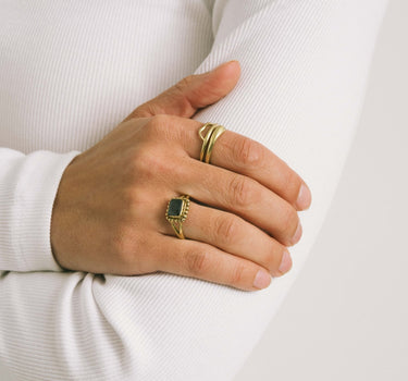Brass Black Zircon Dot Ring Gold - Things I Like Things I Love