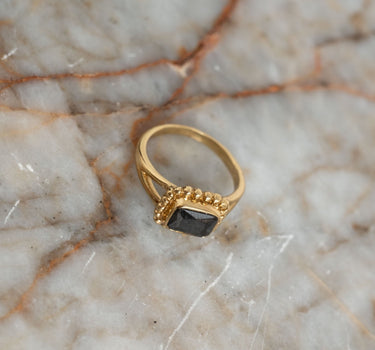 Brass Black Zircon Dot Ring Gold - Things I Like Things I Love