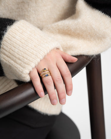 Brass blue flower ring Gold - Things I Like Things I Love