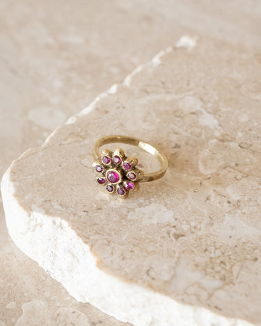 Brass Chunky Flower Ring Gold - Things I Like Things I Love