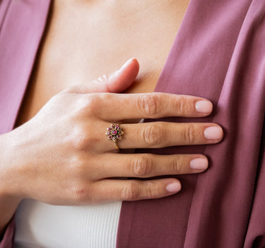 Brass Chunky Flower Ring Gold - Things I Like Things I Love