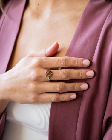 Brass Chunky Flower Ring Gold - Things I Like Things I Love