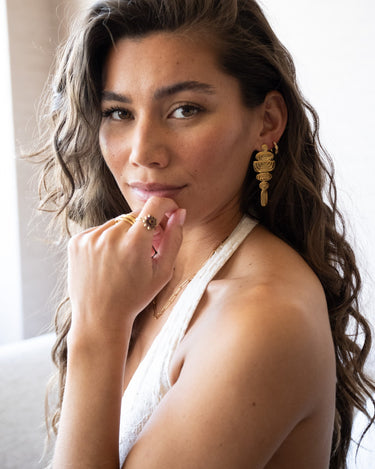 Brass Chunky Flower Ring Gold - Things I Like Things I Love