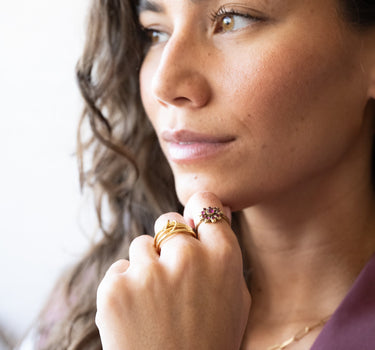 Brass Chunky Flower Ring Gold - Things I Like Things I Love