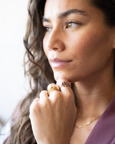 Brass Chunky Flower Ring Gold - Things I Like Things I Love