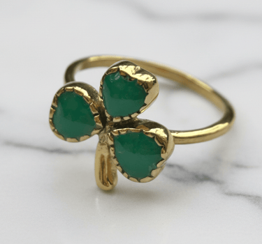 Brass Clover Dark Green Resin Gold - Things I Like Things I Love