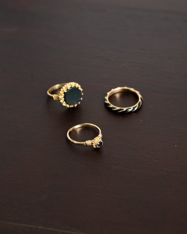 Brass dark green resin dot ring Gold - Things I Like Things I Love