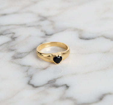 Brass onyx heart ring Gold - Things I Like Things I Love