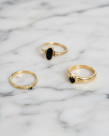Brass onyx heart ring Gold - Things I Like Things I Love