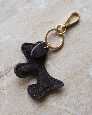 Bumpy Dog Bag Charm Real Suede Brown - Things I Like Things I Love