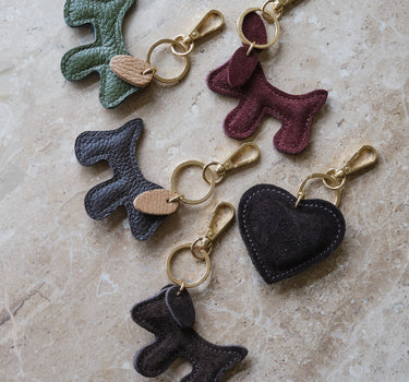 Bumpy Dog Bag Charm Real Suede Brown - Things I Like Things I Love