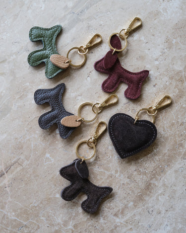 Bumpy Dog Bag Charm Real Suede Brown - Things I Like Things I Love