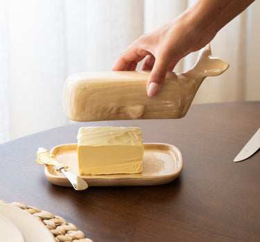 Butter Dish Whale Beige - Things I Like Things I Love
