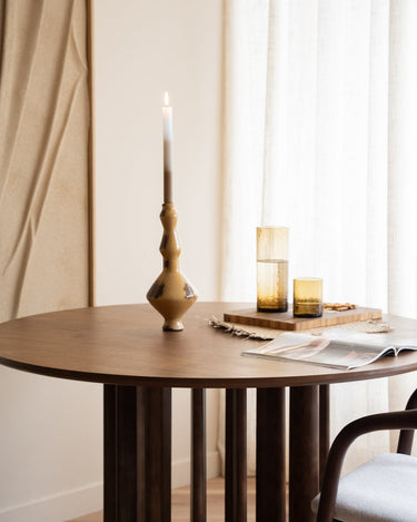 Candle Holder Ceramic Obelisk Honey Brown - Things I Like Things I Love