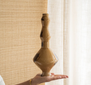 Candle Holder Ceramic Obelisk Honey Brown - Things I Like Things I Love