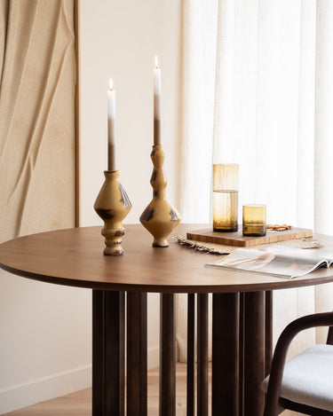 Candle Holder Ceramic Obelisk Honey Brown - Things I Like Things I Love